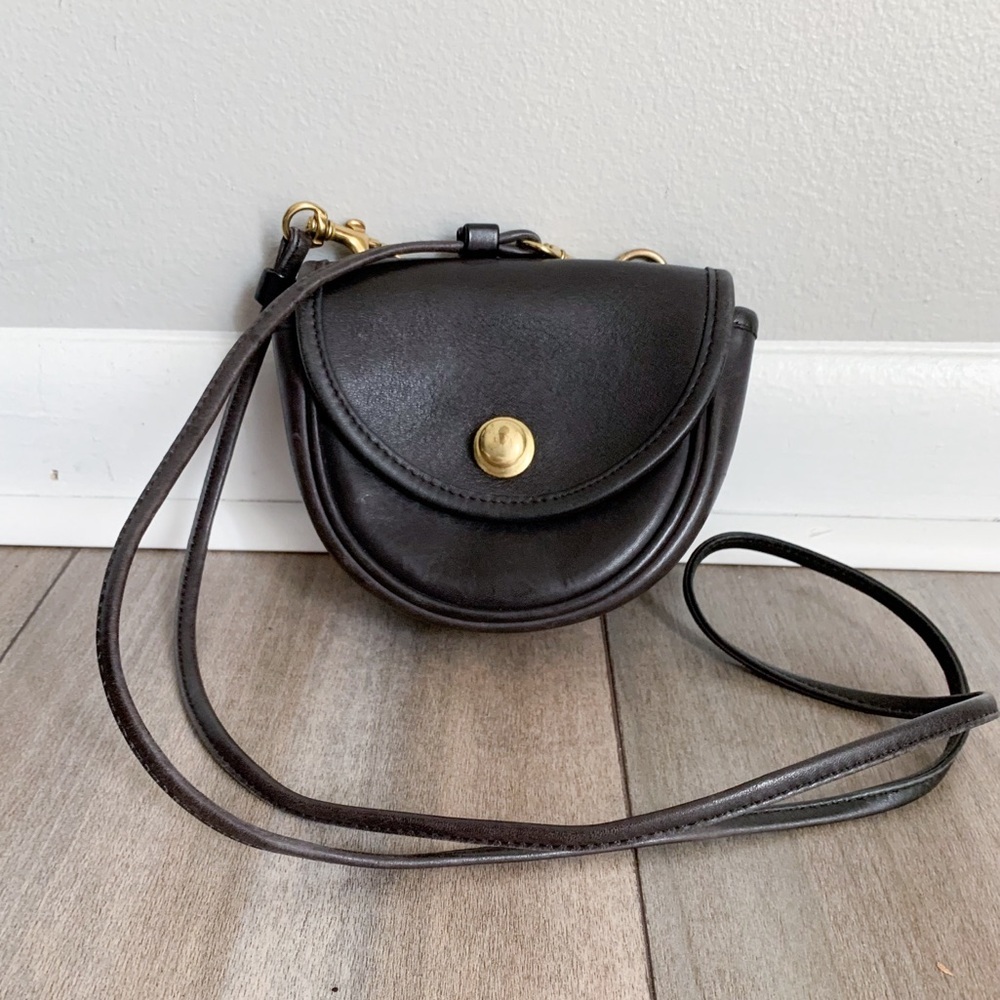 Coach Mini Saddle Crossbody Bag in Dark Brown with Gold Hardware